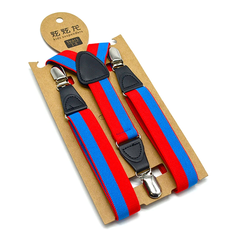 

Striped Suspenders for Child 3 Clips on Suspenders Black PU Trouser Tirantes Fashion Style Brace Kids 2019 New