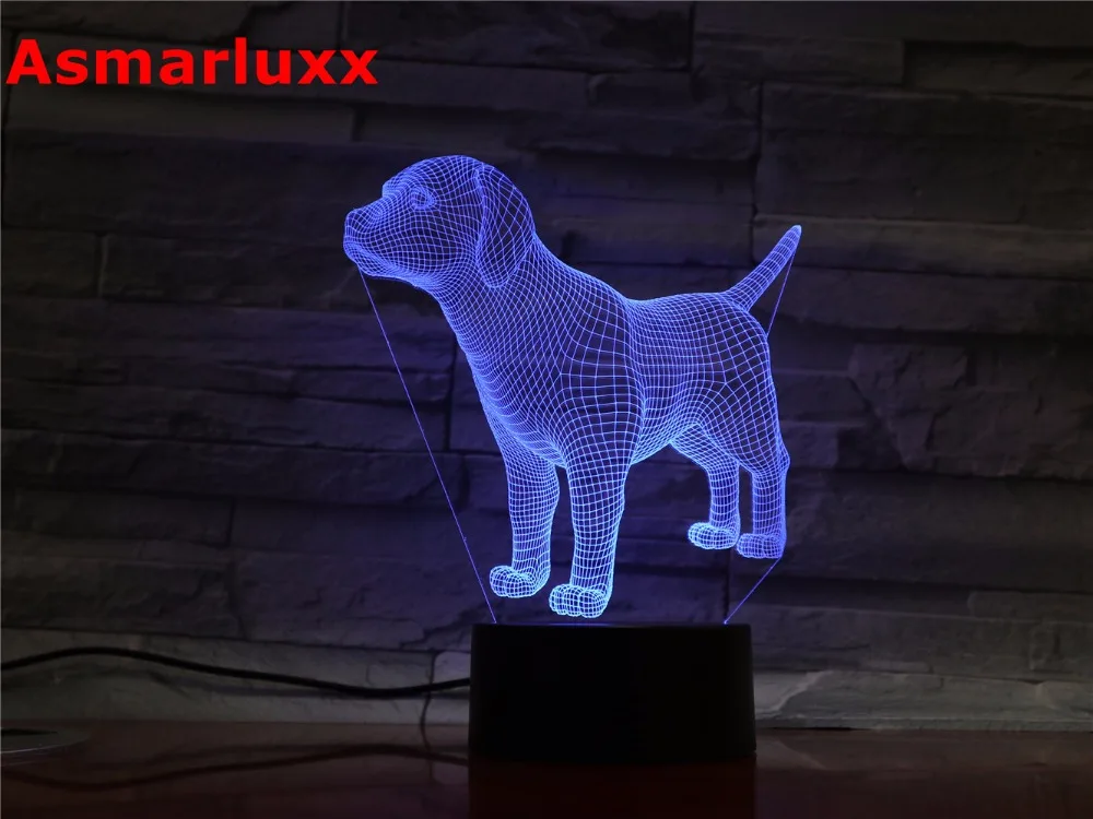 Симпатичная собака-щенок 3D Оптическая иллюзия настольная лампа настроения Сенсорный пульт дистанционного управления 7 цветов домашний свет детский подарок Прямая поставка 3D1412