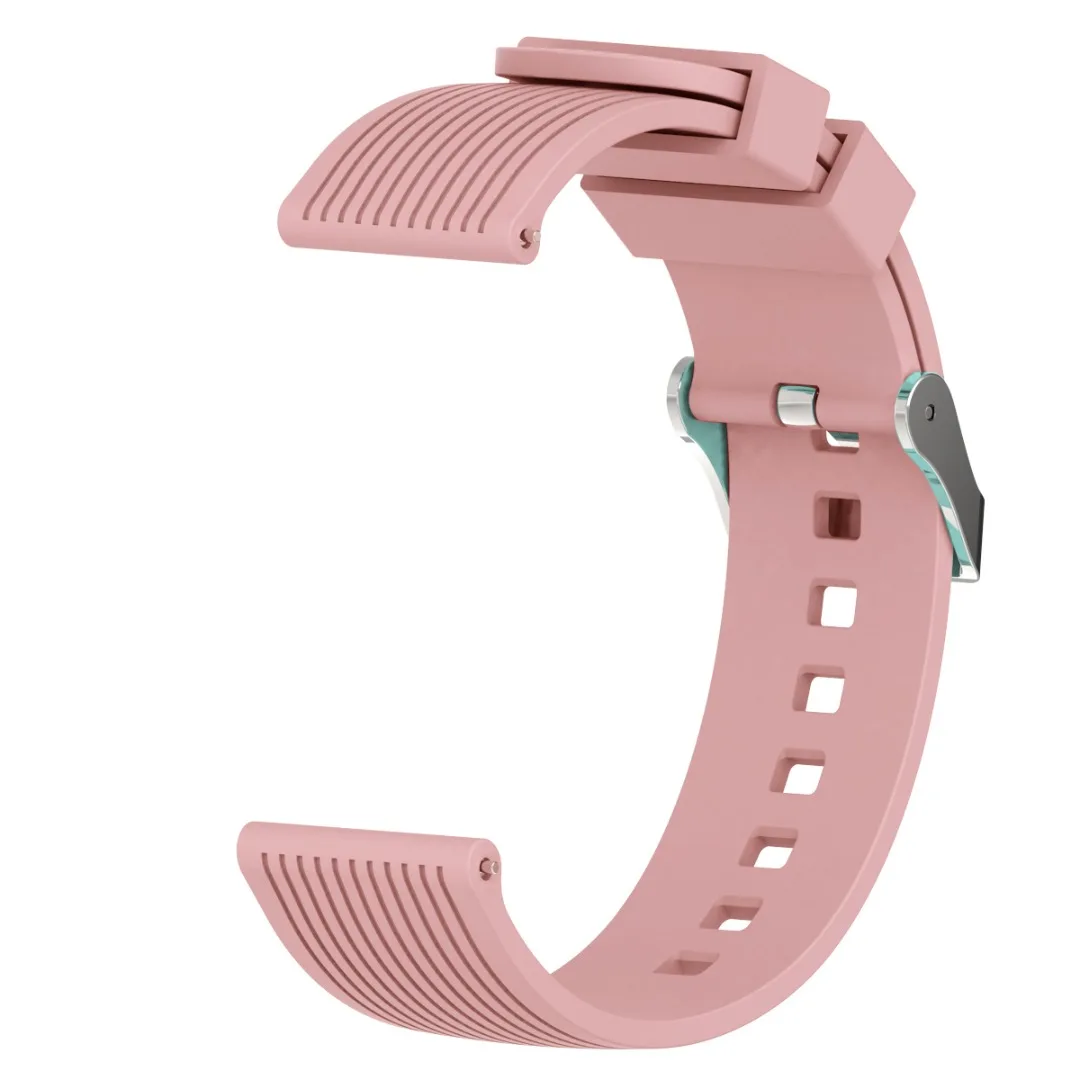 Candy Color 20MM Silicone Sport Watchband for Samsung Galaxy Watch Metal Buckle Striped Replacement Strap for SM-R810 42MM Gear2