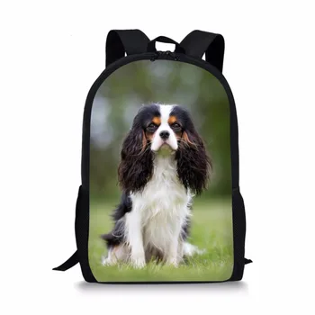 

THIKIN Funny King Charles Spaniel Dog Printing Animal Print Backpack For Kids Lovely Student School Bags Popular Shoulder Bags