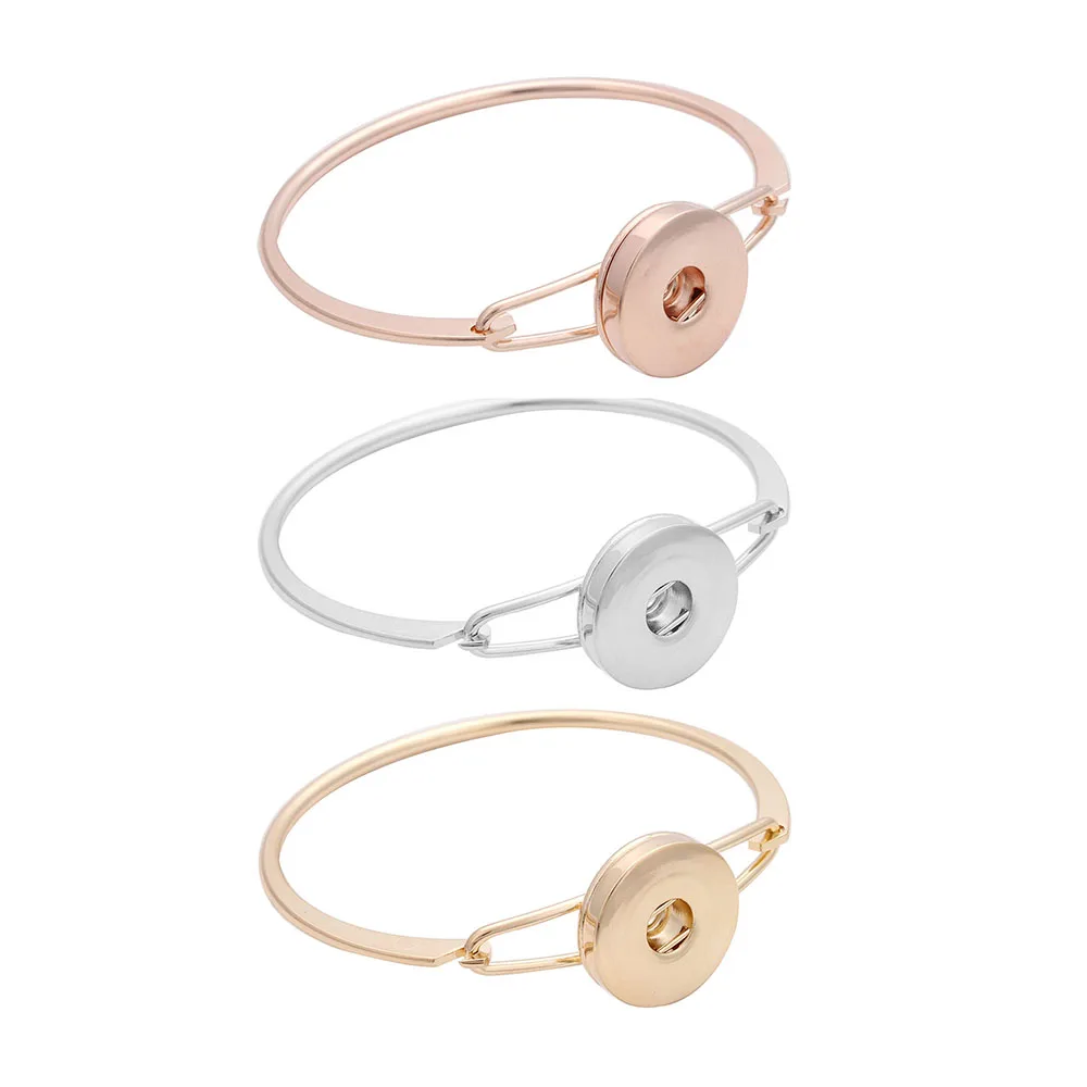 

New Silver Rose Gold Snap Jewelry 18mm Metal Snap Button Bracelet Bangles DIY Watches Women One Direction Buttons Charm Jewelry