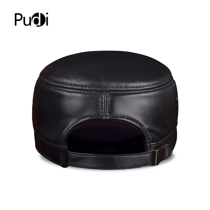  HL071 Genuine sheep Leather Rider Style Cowhide Fashion Army Cap Box Hat Cadet Visor men's baseball