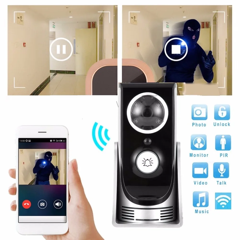 

High Quality Wide Angle Wireless WiFi Doorbell Video Intercom Doorbell Mobile Phone APP Remote Control Unlock and Monitoring