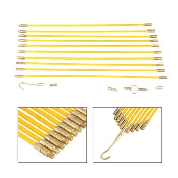 

10pcs 33cm Diameter 4mm Fiberglass Running Wire Cable Electrical Fish Pulling Wire Holder Tape Pull & Push Kit
