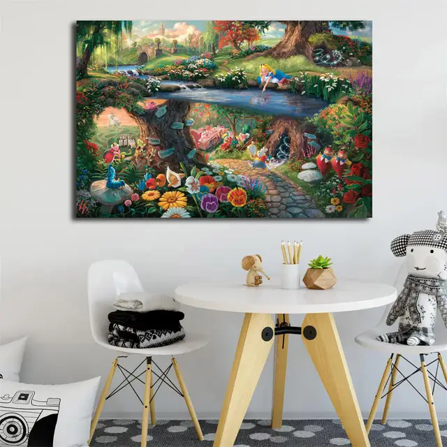 Alice In Wonderland Canvas Painting By Thomas Kinkade Posters