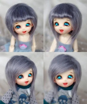 

JD Doll Fur Wig for 1/8 1/12 BJD doll XAGA AE PUKIFEE LATI gray mid-length straight hair fur wigs doll accessories