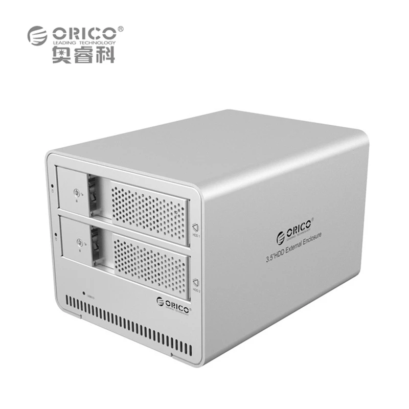 ORICO 9528U3-SV 2-bay USB3.0 Aluminum 3.5'' External SATA HDD Enclosure Support 12TB Storage