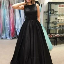 Потрясающее черное платье для выпускного вечера es вырез лодочкой линия Длина пола атласное платье для выпускного вечера с карманом формальное платье женское элегантное