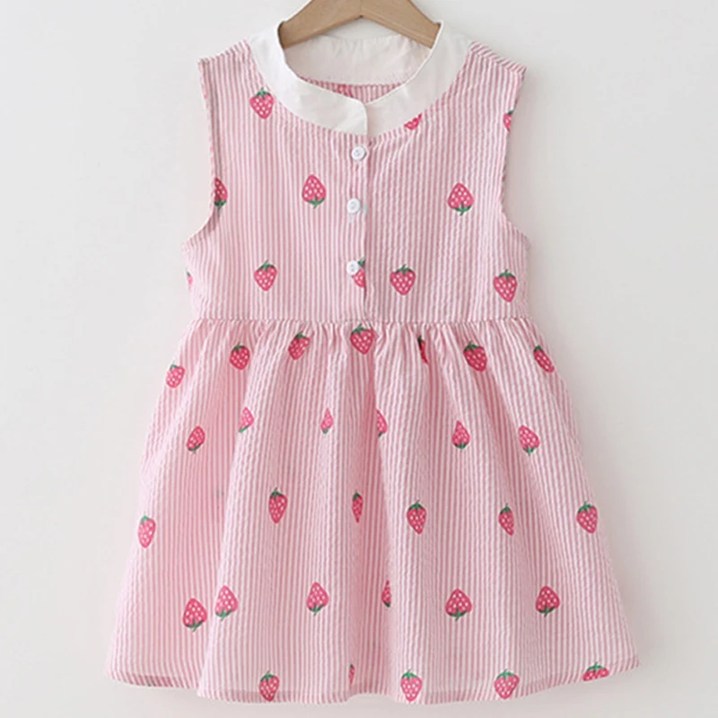

Girls Dresses 2019 Summer New Children's Clothing Cute Girl Strawberry Casual Vest Dress Sweet Princess Clothes