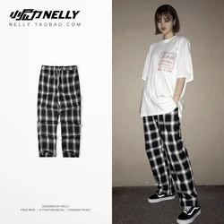 Nelly 2019 Summer Plaid Wild Fashion Sports Trousers Casual Ladies Straight Hip Hop Harem Pants High Quality Pants Nelly 2019 Summer Plaid Wild Fashion Sports Trousers Casual Ladies Straight Hip Hop Harem Pants High Quality Pants