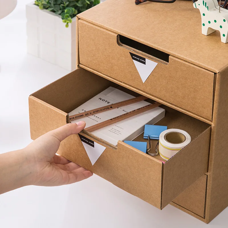 Quality Kraft Paper Files Books Storage Box Creative Multifunction