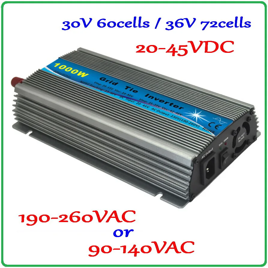 

1000W 36V-72cells or 60cells-30V Grid tie inverter 20-45VDC to AC90V-140V or 190V-260V MPPT solar wind power on grid inverter