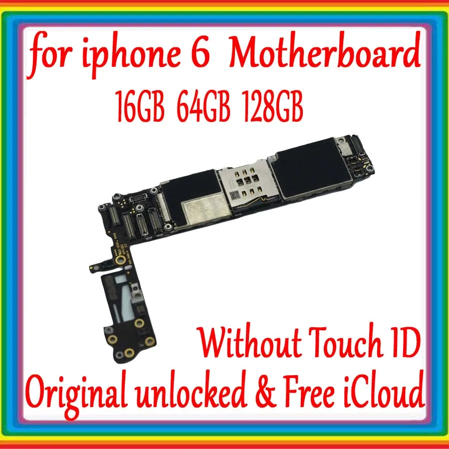 

for iphone 6 4.7inch Motherboard 16GB /64GB /128GB ,Original unlocked for iphone 6 Logic board without Touch ID with Full Chips