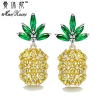 Серьги-гвоздики Manxiuni для женщин, милые серьги в виде ананаса с камнями, серебряные серьги Brinco Zircon Oorbellen