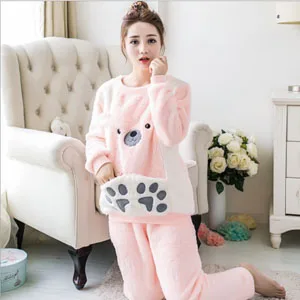 Mj057a Winter Warm Pajama Set Flannel Kigurumi Pink Pyjamas Women Pyama Pizama Damska Pijama Mujer Pigiama Donna Pyjama Femme Pajama Sets - AliExpress