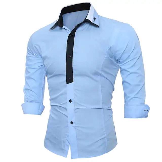 Men's Shirt Male Slim Fit Shirt Long Sleeve Lapel Tops Spring Clothes ...