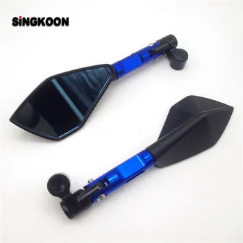

8 10mm universal cnc motorcycle mirrors Blue Lens Rearview Side Mirror FOR honda cb500 vespa gts 300 benelli trk502 gn 250
