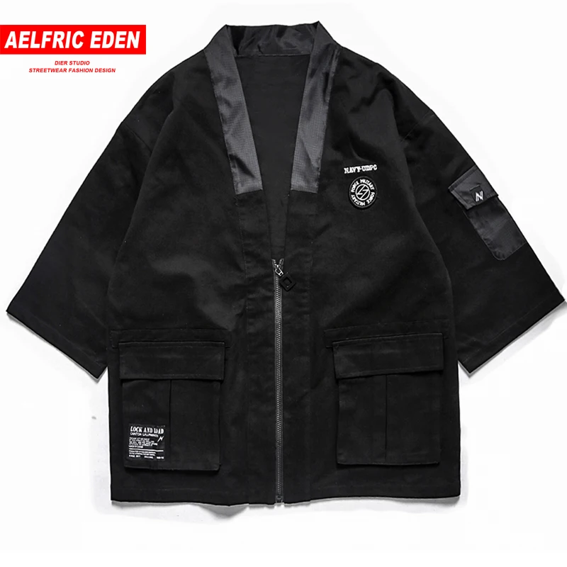 Aelfric Eden мужские японские куртки типа кимоно, мужская куртка Харадзюку С передними карманами, уличная мода, хип-хоп модные повседневные пальто KJ51