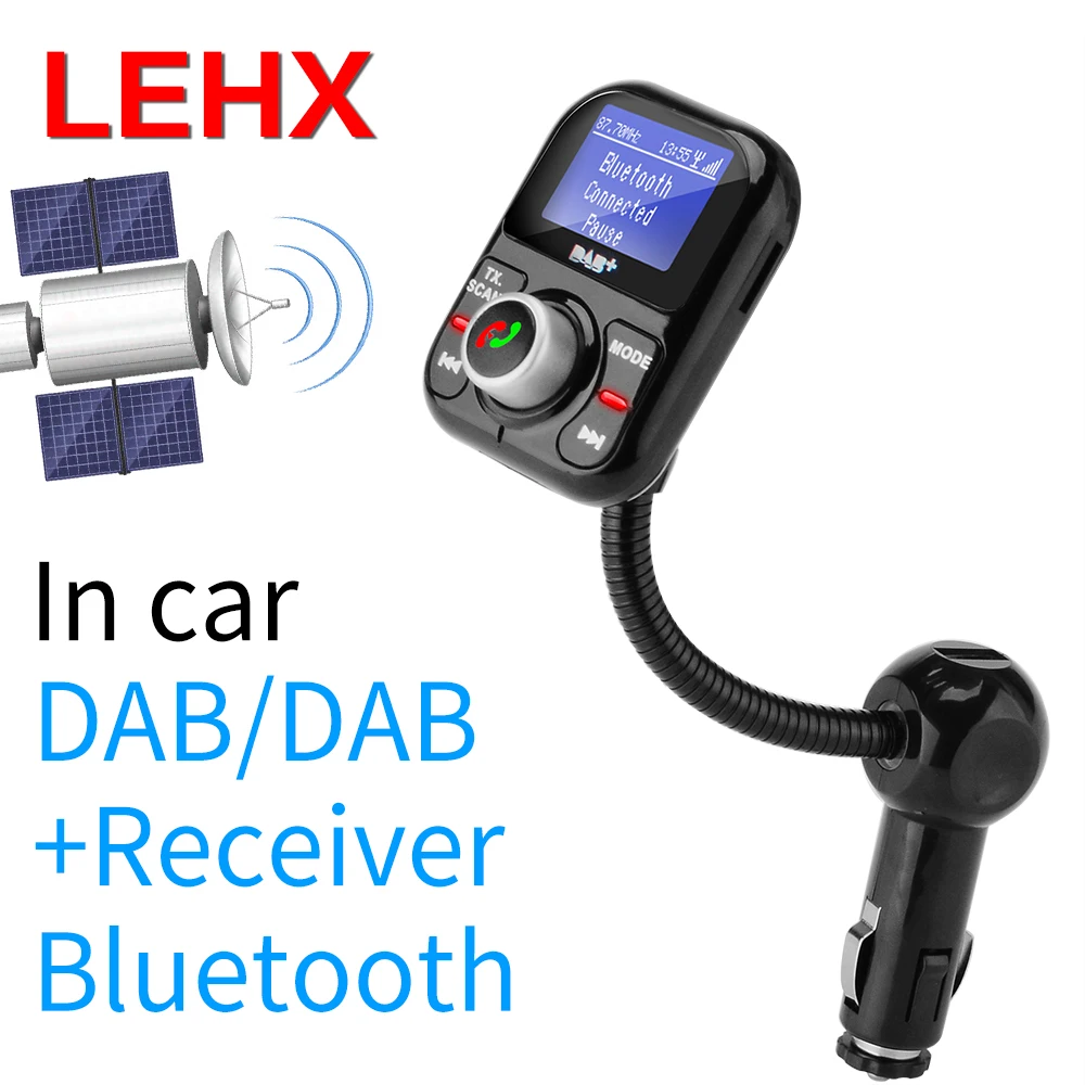 

LEHX Car DAB Digital Radio In-car with FM Transmitter LCD Display Bluetooth Hands-free Kit Digital Audio Broadcast USB Charger