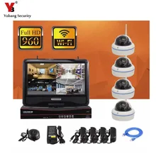 Yobangбезопасности 10,1 дюймов монитор 4CH 960 P Домашняя безопасность Wifi беспроводной сетевой видеорегистратор с 960 P 1.3MP водонепроницаемая купольная камера система