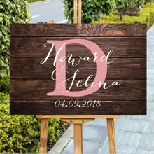 Пользовательские Свадебные приветственные знаки, персонализированные розовые инициалы белое имя Дата деревянная Свадебная церемония знак, деревенский Свадебный вход знак