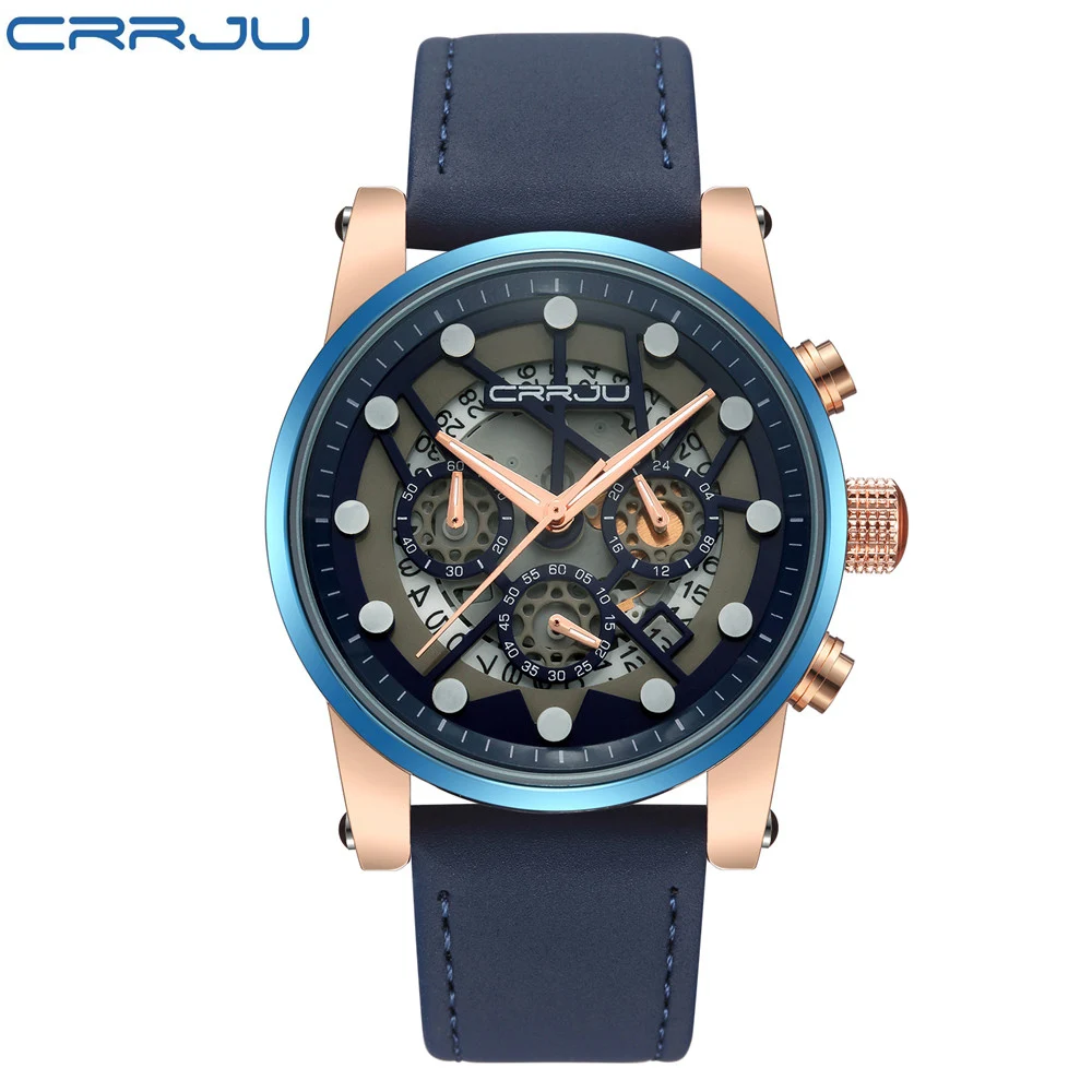 Reloj Hombre 2017 CRRJU Мода хронограф спортивные мужские часы лучший бренд класса люкс
