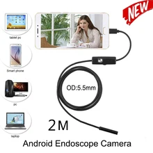 5,5 мм эндоскоп 5 шт.-20 штук USB Android камера 1/2/5 м гибкая трубка обнаружения смартфон стандарта OTG эндоскоп камера 6LED