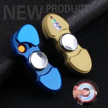 Hand Spinner USB Rechargeable Lighter Windproof Flameless Cigarette font b Electronic b font Lighter Plasma ARC