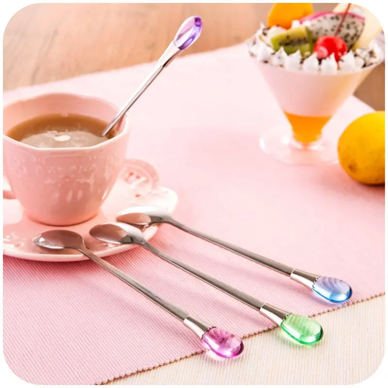 Creative Ice Cream Spoon, Stainless Steel, Long-Handled, Cake, Coffee Scoop, 4 Pcs
