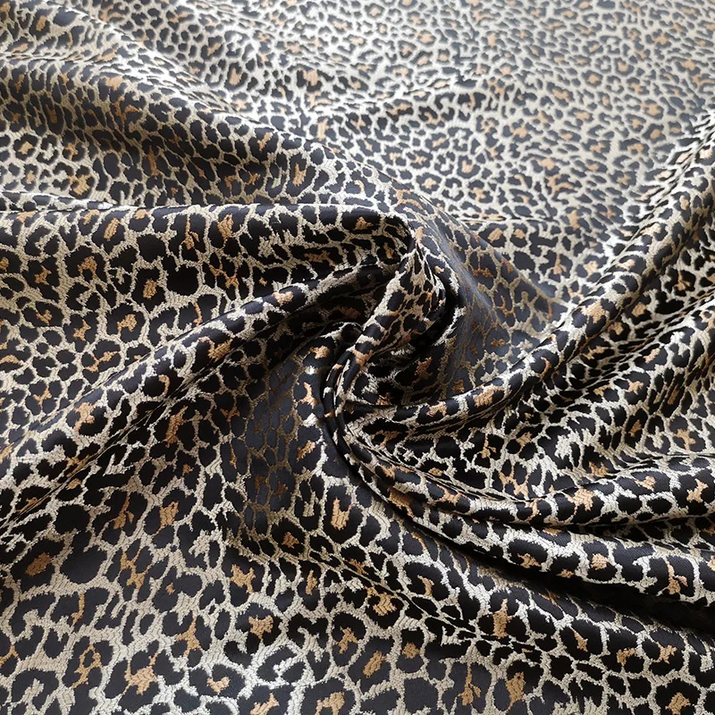 

160cm Width Leopard Print Polyester Brocade Jacquard Fabric for Woman Spring Summer Autumn Dress Skirt Coat Shorts Sewing-BF051