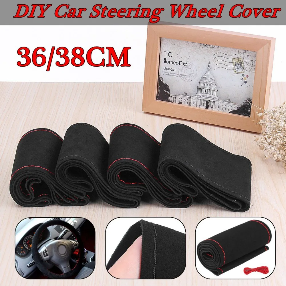 Universal 36/38cm DIY Car Auto Steering Wheel Cover Suede Super Fiber Leather Car-Styling Interior Accessory Universal 36/38cm DIY Car Auto Steering Wheel Cover Suede Super Fiber Leather Car-Styling Interior Accessory