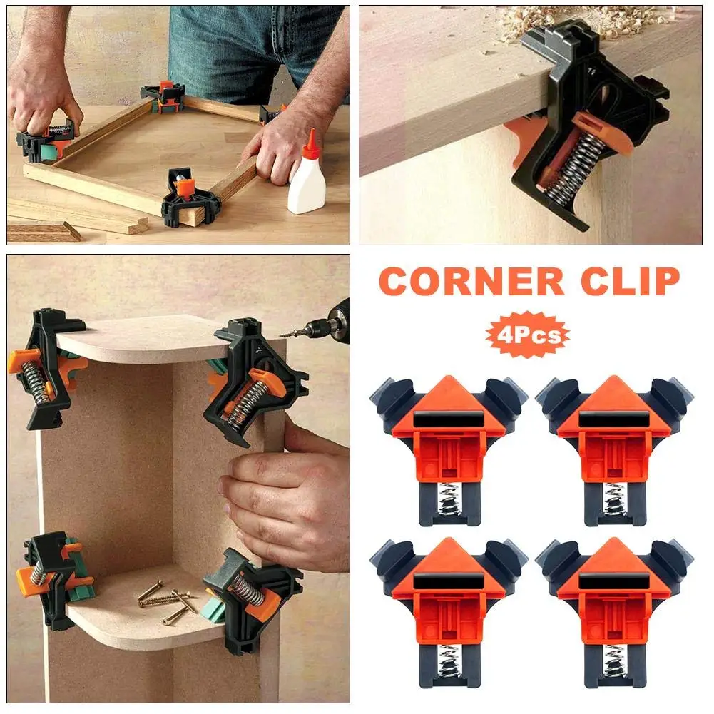 

DIY Corner Clamps Quick Fixed Rugged 90 Degree Right Angle Clamp Fishtank Glass Wood Picture Frame Woodwork Right Angle 4 PCS