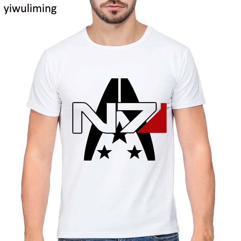 

Printed Men T Shirt O Neck Tshirts Mass Effect N7 Short Sleeve Women T Shirt