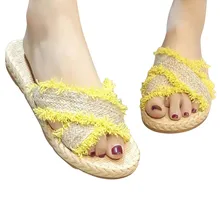 YOUYEDIAN женская обувь Дамские Тапочки флип-флоп Для женщин летнее платье с кисточками без застежки; туфли ручной работы с открытым носком; пляжная дышащая обувь в римском стиле Женская обувь# g5