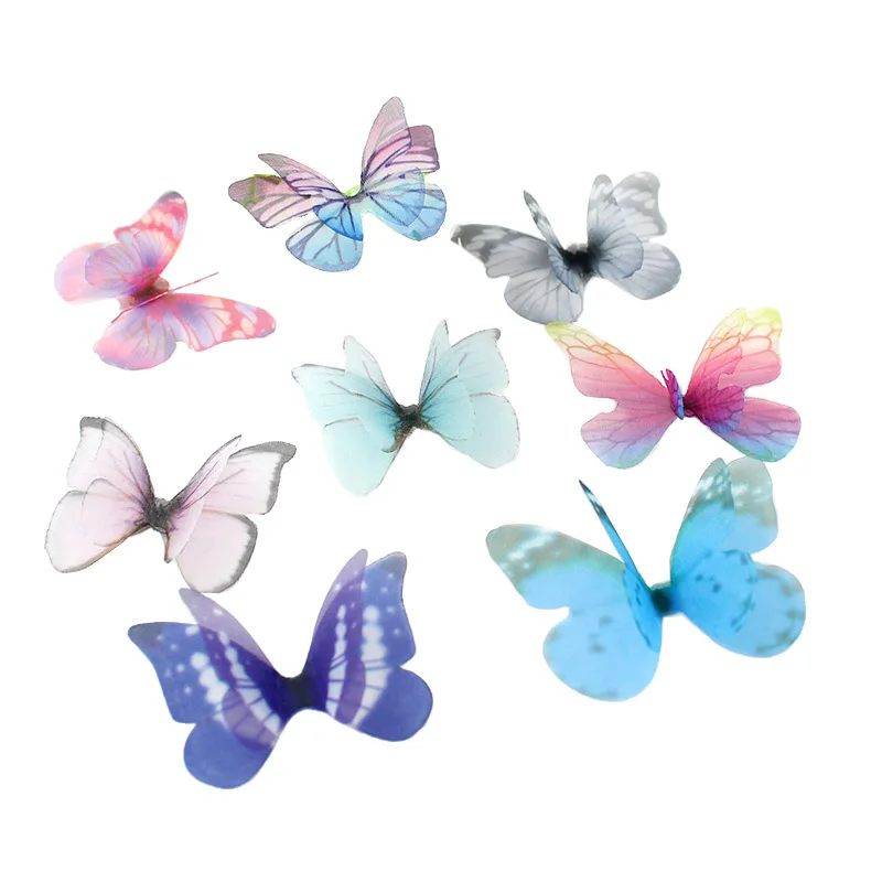 

10PC Mini Chiffon Double Layer Butterfly Craft Decorative Accessories Woman DIY Earring Necklace Jewelry Arts Crafts Material
