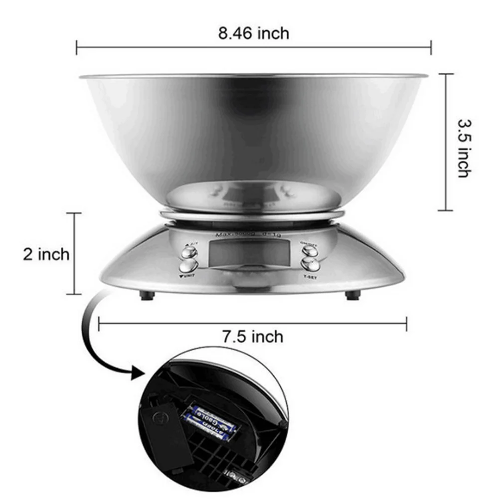 Новая читаемость 1 г-5000 г Кухонные цифровые весы с чашей дополнительная функция будильника таймер электронные весы