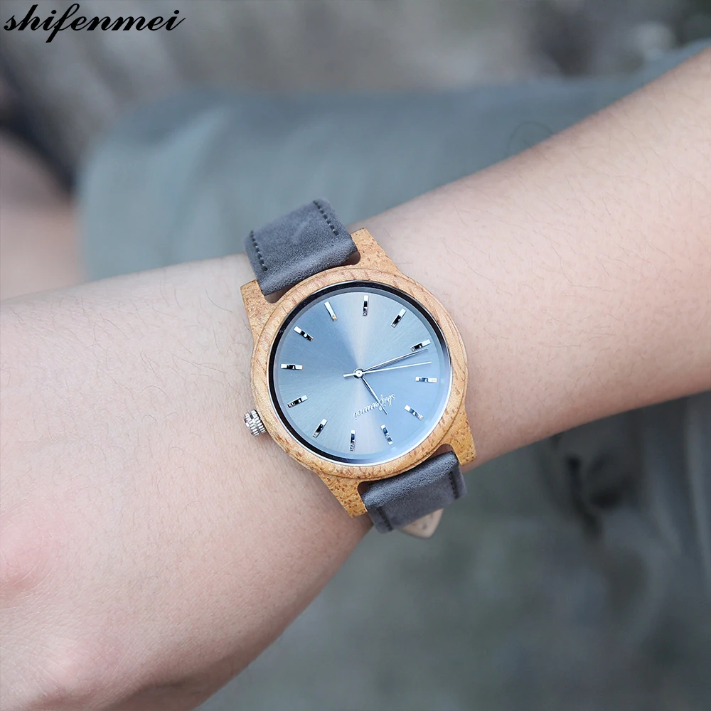 high quality wooden case quartz watch for men unisex fashion wristwatches women ladies casual watches drop shipping genuine leather strap Luminous hands (3)