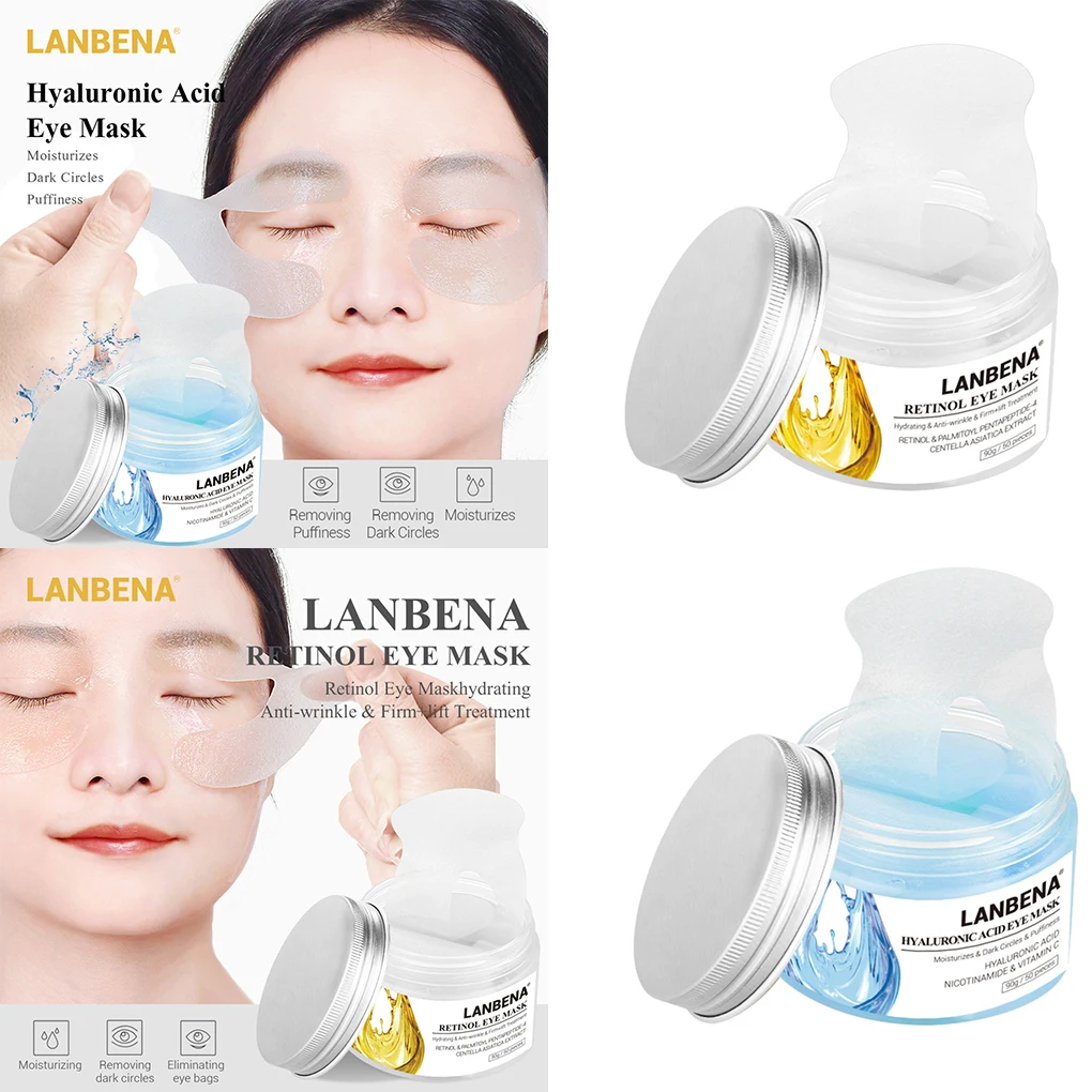 

50pcs/1Box LANBENA Retinol/Hyaluronic Acid Eye Mask Dark Circles Reducing Lifting Skin Care