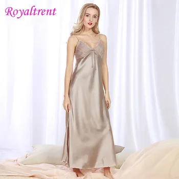 

Sexy Long Nightdress Simulation Silk Strap Nightdress Smooth Satin Nightdress Female Dress Women Large Size Nightdress