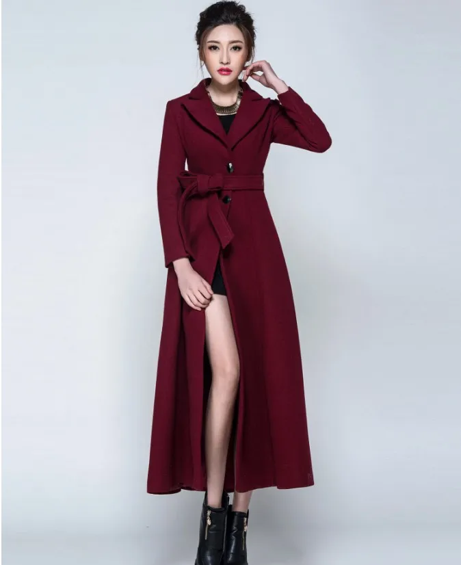 Clearance ! Women's Autumn and winter x long wool coats female wine red ...