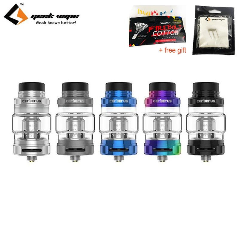 

Free Gift GeekVape Cerberus Subohm Tank 5.5ml E Cigarette Atomizer with Super Mesh Coil for Nova Kit
