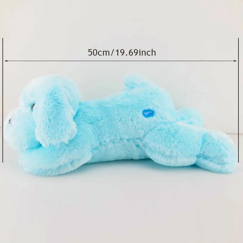 Хит, 50 см, Классический светящийся плюшевый мишка, собака, светодиодный светильник, плюшевая подушка, игрушки для детей, плюшевая кукла в виде животного, рождественский подарок - Цвет: blue dog