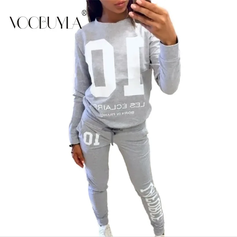 Voobuyla осень Для женщин спортивные костюмы Slim Fit комплекты из 2 предметов