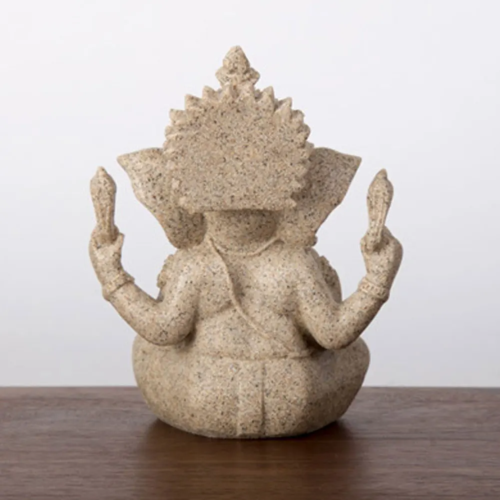 Религиозные Песчаник Ганеша Будда статуя слона Скульптура ручной работы статуэтки, миниатюры домашний декор