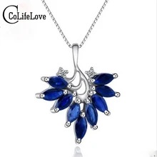 Натуральный сапфир Подвеска из драгоценного камня твердое 925 Стерлинговое Серебро, Сапфир кулон от крупнейшего сапфира шахты в Китае