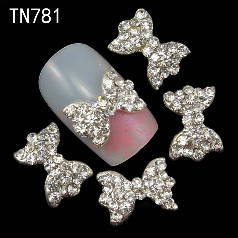 Blueness 10pcs Bow Full Rhinestones For 3D Nails Art Styling Tools