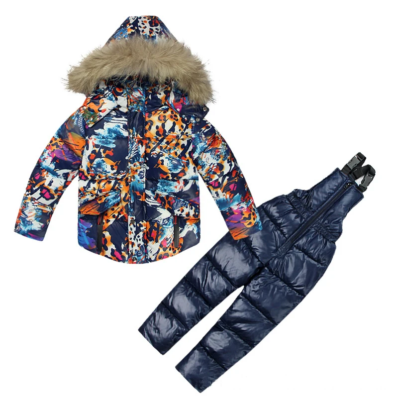 

Boys winter clothing set for baby children ski suit Windproof colorful camouflage jacket/coat + overalls outfit 1-5years clothes