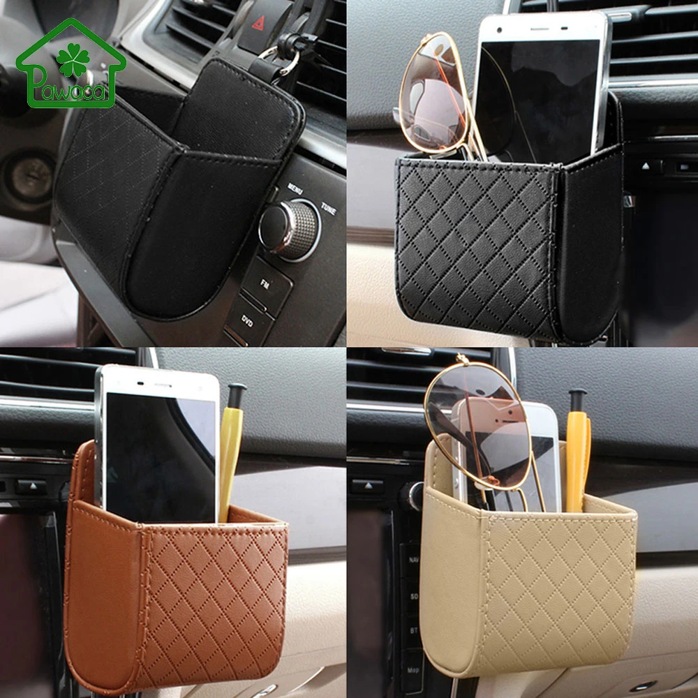 PU Leather Portable Car Storage Bag Universal Car Mobile Phone Bag