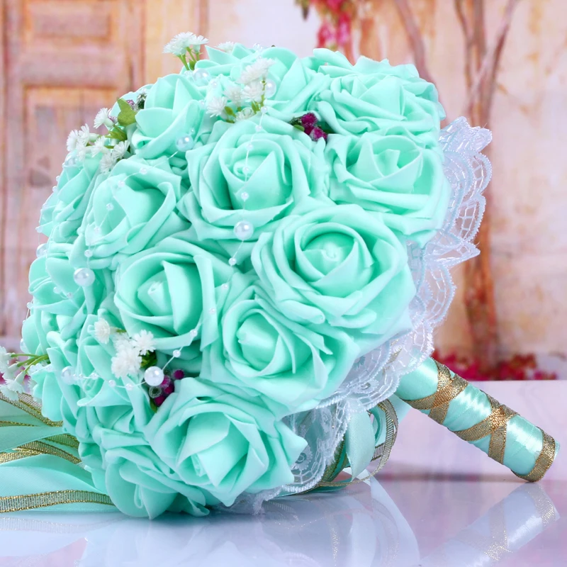 Искусственный Букет невесты с лентой свадебный букет 20*20 см цветы ручной работы для свадебной вечеринки новое поступление