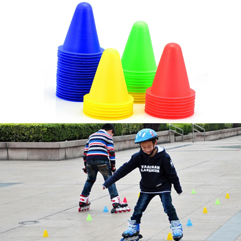 

New 10 Pcs Skate Pile Cup Windproof Roller Skating Cone Agility Training Marker Slalom Skateboard Marking Cones Random